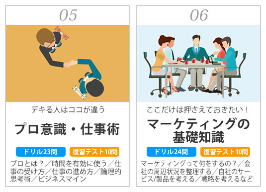 05.プロ意識・仕事術 06.マーケティングの基礎知識