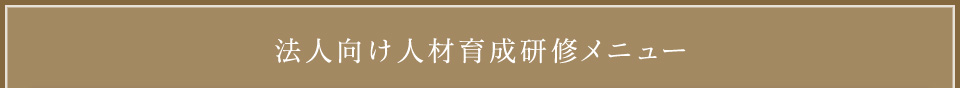 法人向け人材育成研修メニュー