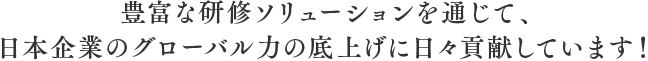 豊富な研修ソリューションを通じて、日本企業のグローバル力の底上げに日々貢献しています！
