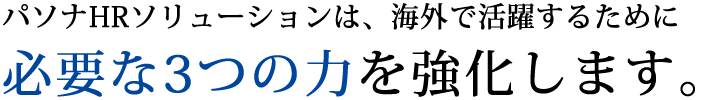 パソナHRソリューションは、海外で活躍するために必要な３つの力を強化します。